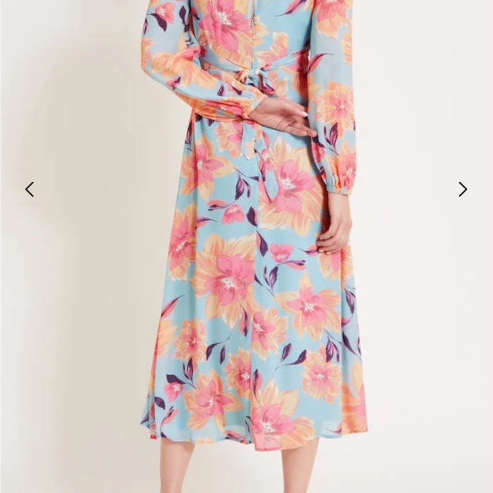 Monsoon Pink and Blue Long Sleeve Sundress for Wedding Guests